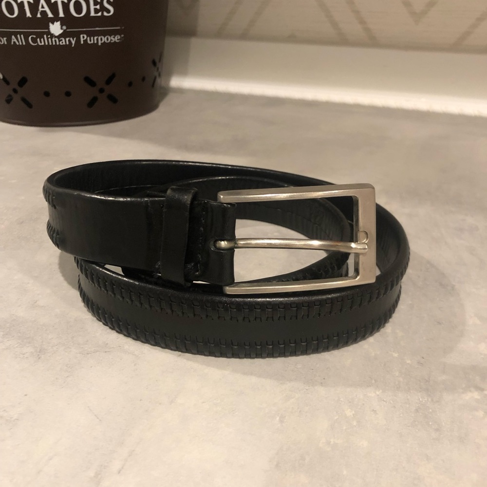 Bragano black leather belt womens 34